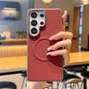 Plain For Samsung Galaxy S26 Ultra S25 Edge Plus Case Magnetic Wireless Charger Shell Shockproof Protective Leather Back Cover