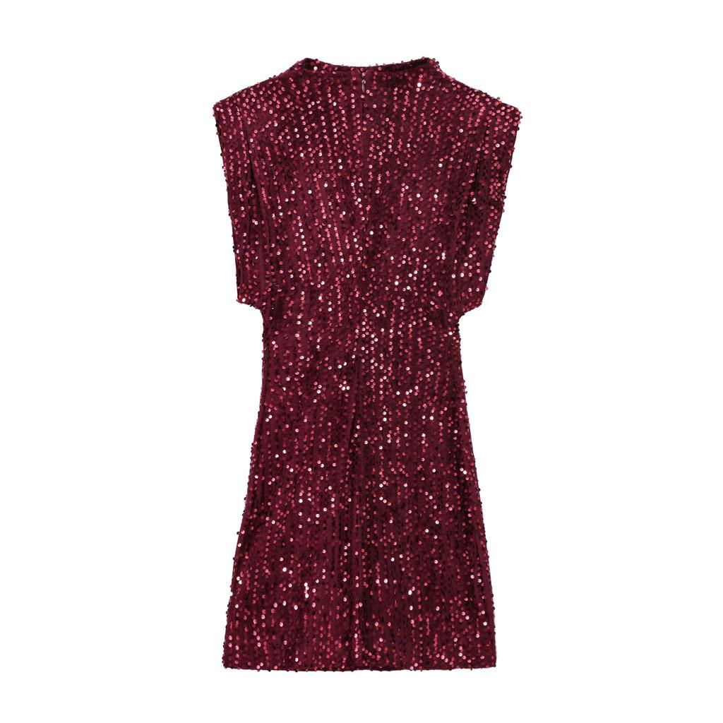 Sequin Dress For Women With High Waist Short Skirt For Winter Party Wear
