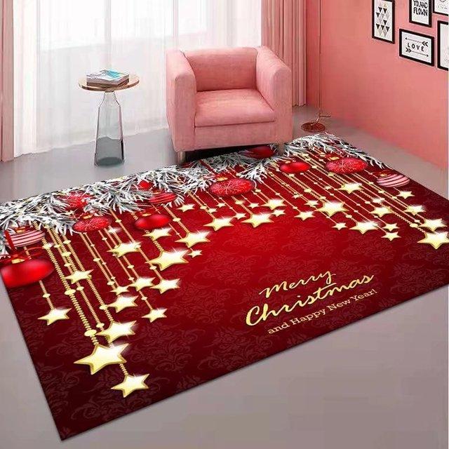 Santa Claus Pattern Carpet Modern Style Living Room Large -Scale Decorative CushionYear 'S Bedroom Festive Bedside Carpet