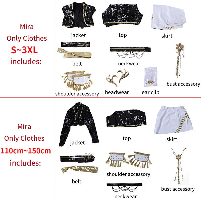 Demon Hunters Rumi Zoey Mira Cosplay Costume Wig Black Stage Performace Suits Kpop Idol Role Play Halloween Carnival Outfits