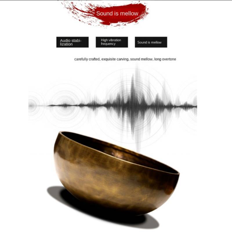 Large Copper Buddha Sound Bowl For Meditation And Religious Rituals With Handcrafted Art