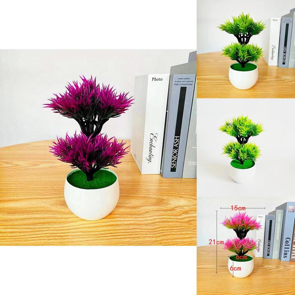 Plastic Artificial Green Plant With Double Layer Feathery Foliage For Home Decor And Office Display