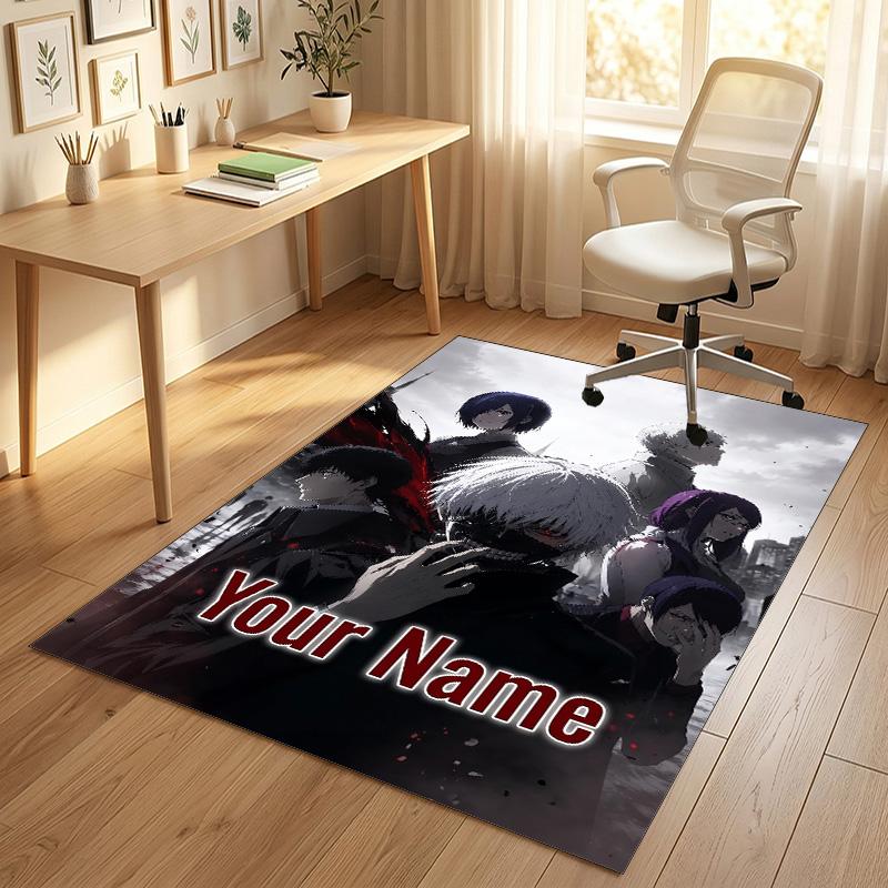 Personalized Crystal Velvet Carpet,Tokyo Ghoul Custom Printed Name, Plush Area Rug For Home Indoor Decor