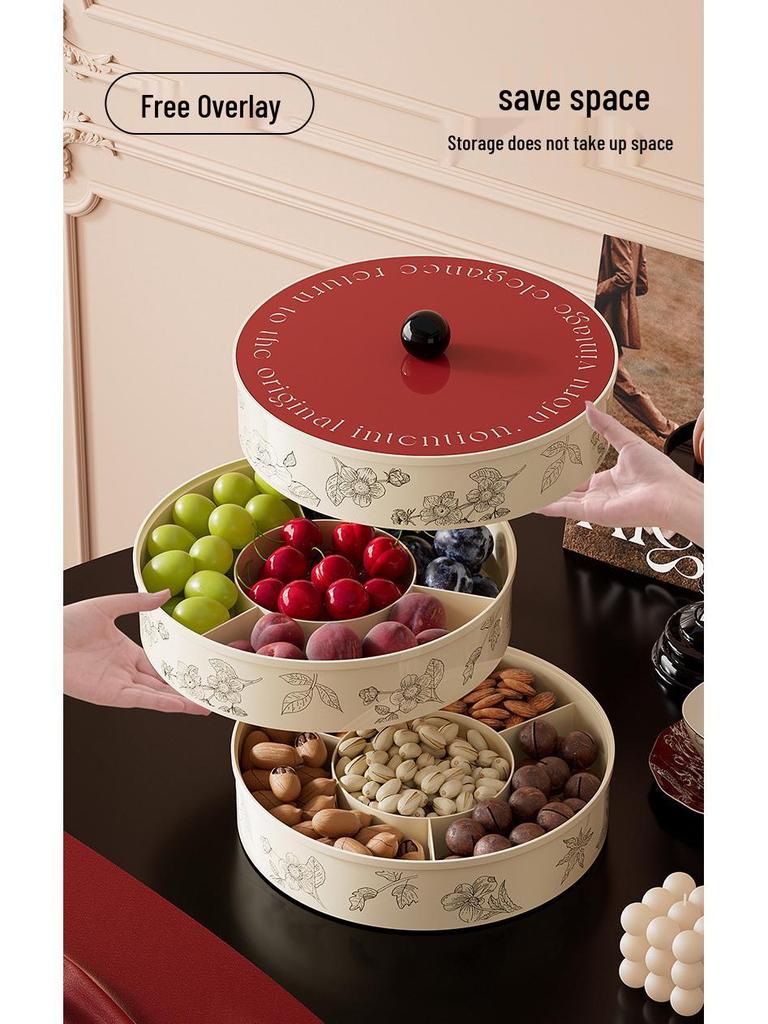Retro Style Snack and Fruit Bowl - Large Capacity with Divided Sections for Home Decor
