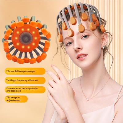 Electric Head Massager with 20 Independent Massage Nodes Smart Timing 5 Modes 360-Degree Adjustable Octopus Scalp Massager