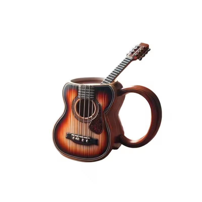 New Creative Musical Instrument Coffee Cup Guitar Pattern Mug Summer And Winter Drink Cup Music Lovers Holiday Gift