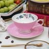 Bone China Kaffeetasse Untertasse Set Keramik Rote Teetasse Untertasse Handbemalt Goldrand Rosa Kaffeetassen Valentinstagsgeschenk