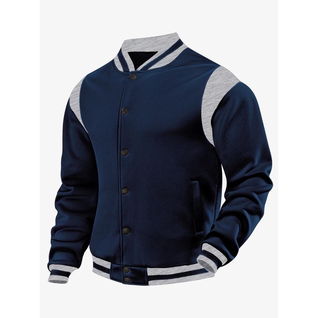 Giacca Casual da Uomo, Giacca Sportiva, Cardigan di Velluto, Top Spliced con Collo Rialzato, Giacca da Baseball