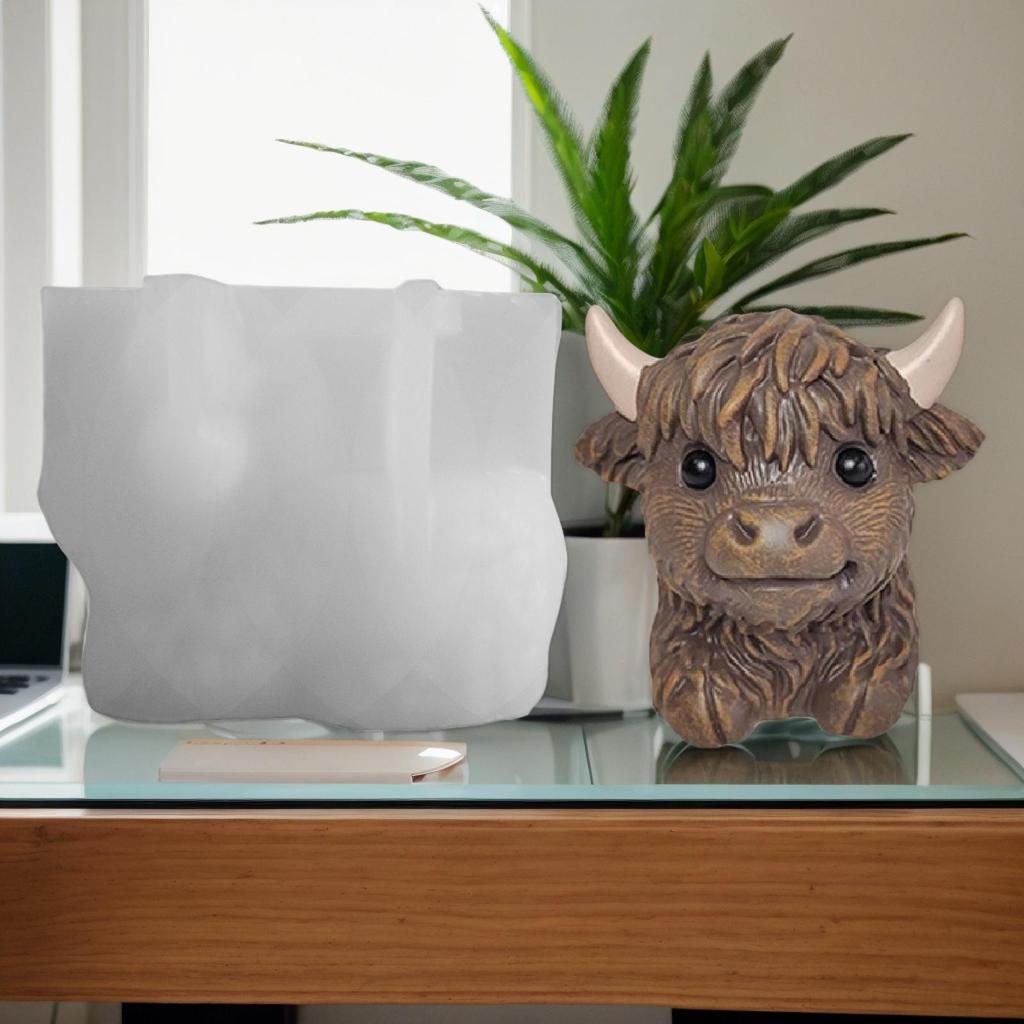 1pc Highland Cow Silicone Candle Mold - Reusable Animal Shaped Mold for DIY Handmade Candles, Plaster & Resin Crafts - Farmhouse