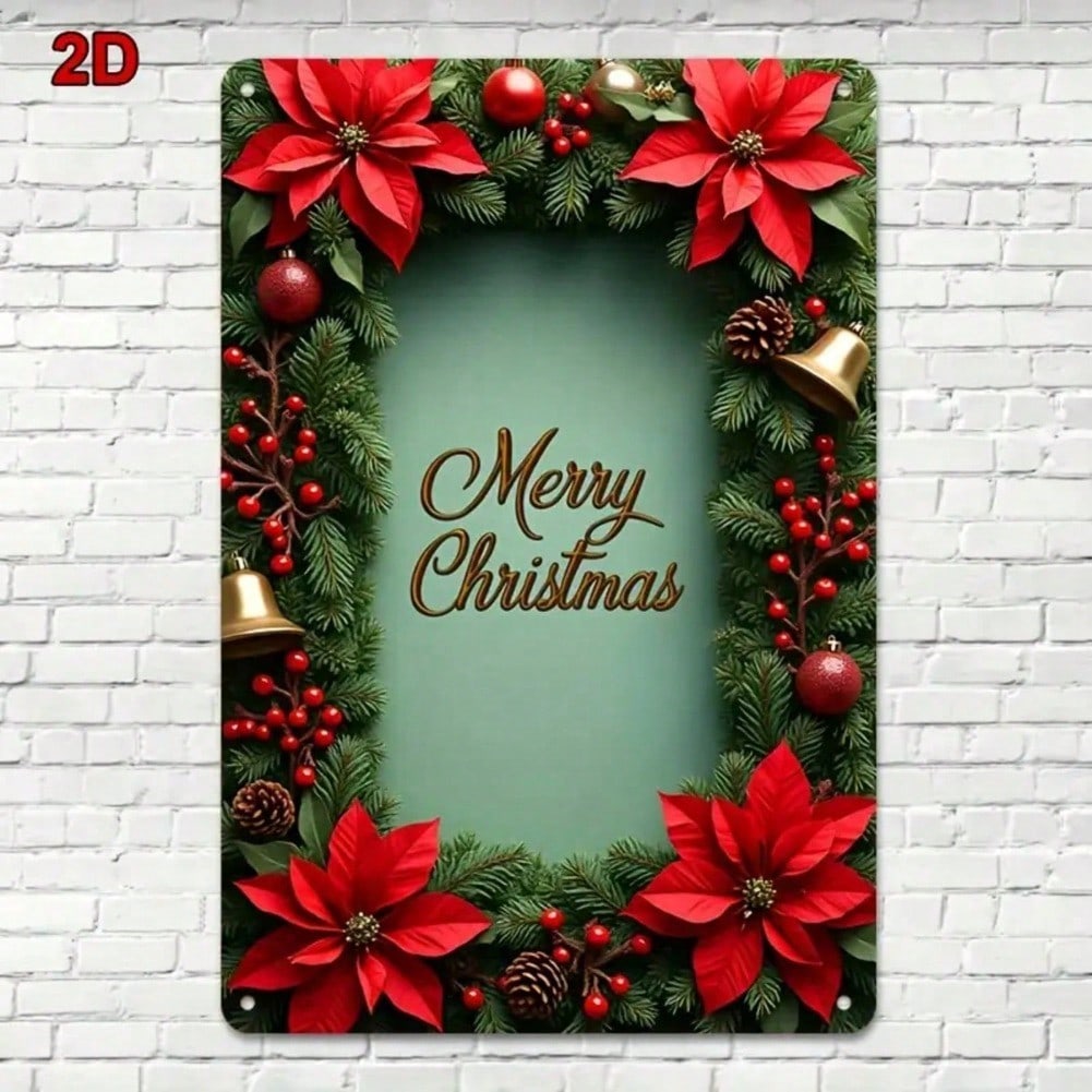 Christmas Joy Vintage Metal Tin Sign Wall Art 8x12 Inch Holiday Home Decor For Living Room Office Cafe