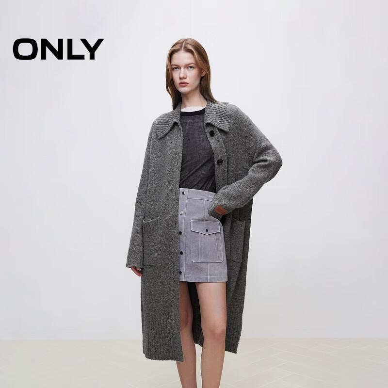 

ONLY Women s Ribbed Long Knit Cardigan with Lapel and Pockets L