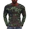 Men's Camouflage Printed Long Sleeve T-shirt European Size Casual round Neck Top Trendy Autumn Wear