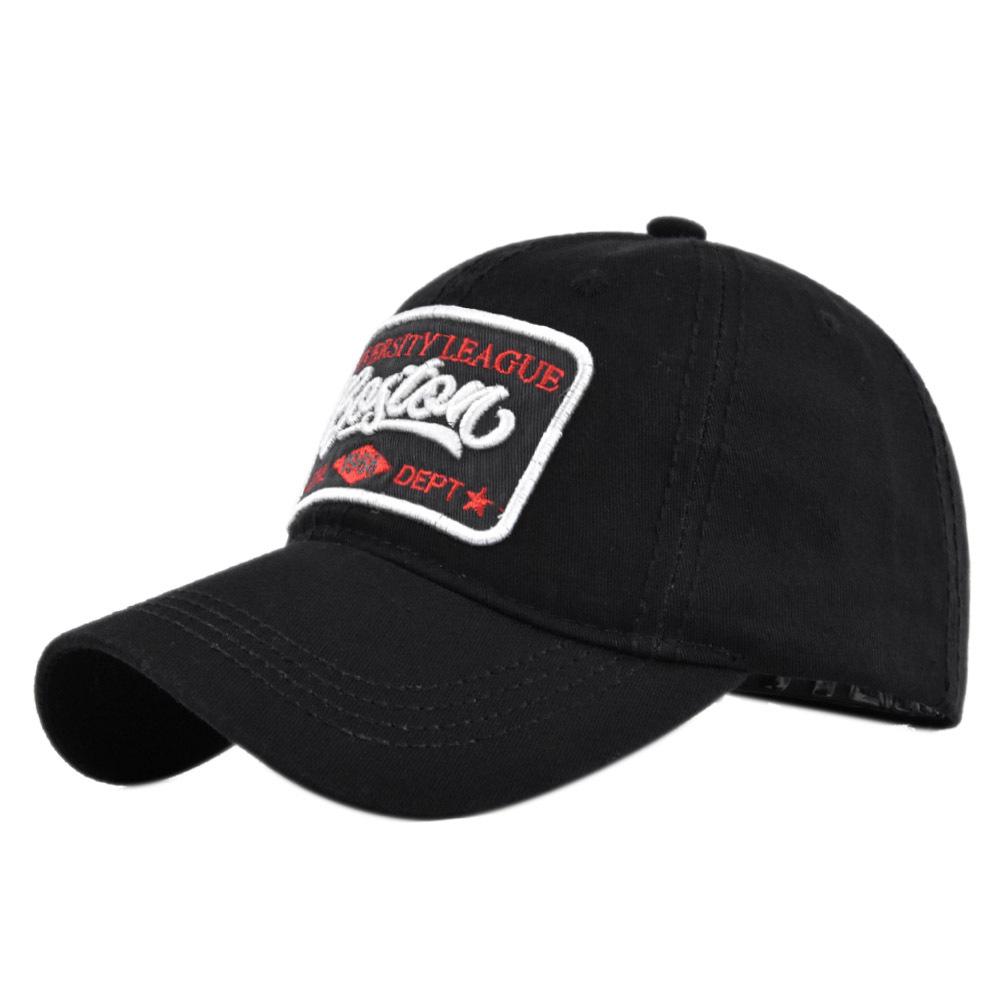 Embroidered baseball cap - boston patchwork duckbill cap - curved brim unisex hat - versatile sun hat Adjustable