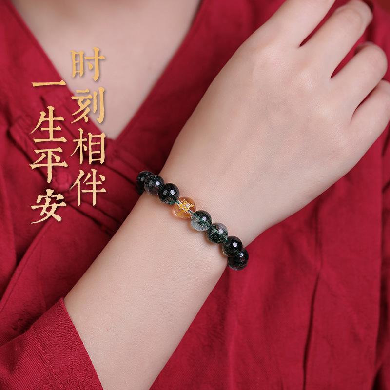 Grünes Kristall-Sternzeichen-Armband für Männer und Frauen, mit dem Drachen-Sternzeichen, Armband mit grünen Kristallperlen, Schmuckgeschenk