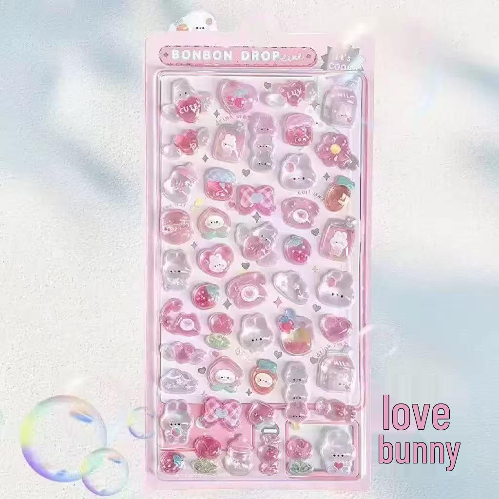 3D Embossed Cute Animal Stickers for Girls - DIY Crystal Journal Decals 9.5*20cm