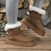 Fashion Sweet Bowknot Decoration Suede Snow Boots Women 2025 Soft Thick Bottom Ankle Boots Women Warm Faux Fur Non Slip Winter Shoes