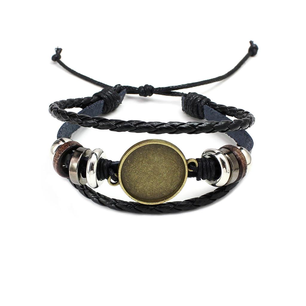 Cross-Border Punk Retro Leather Bracelet - DIY Noosa Buckle Hand Rope Jewelry Accessory (Semi-finished)