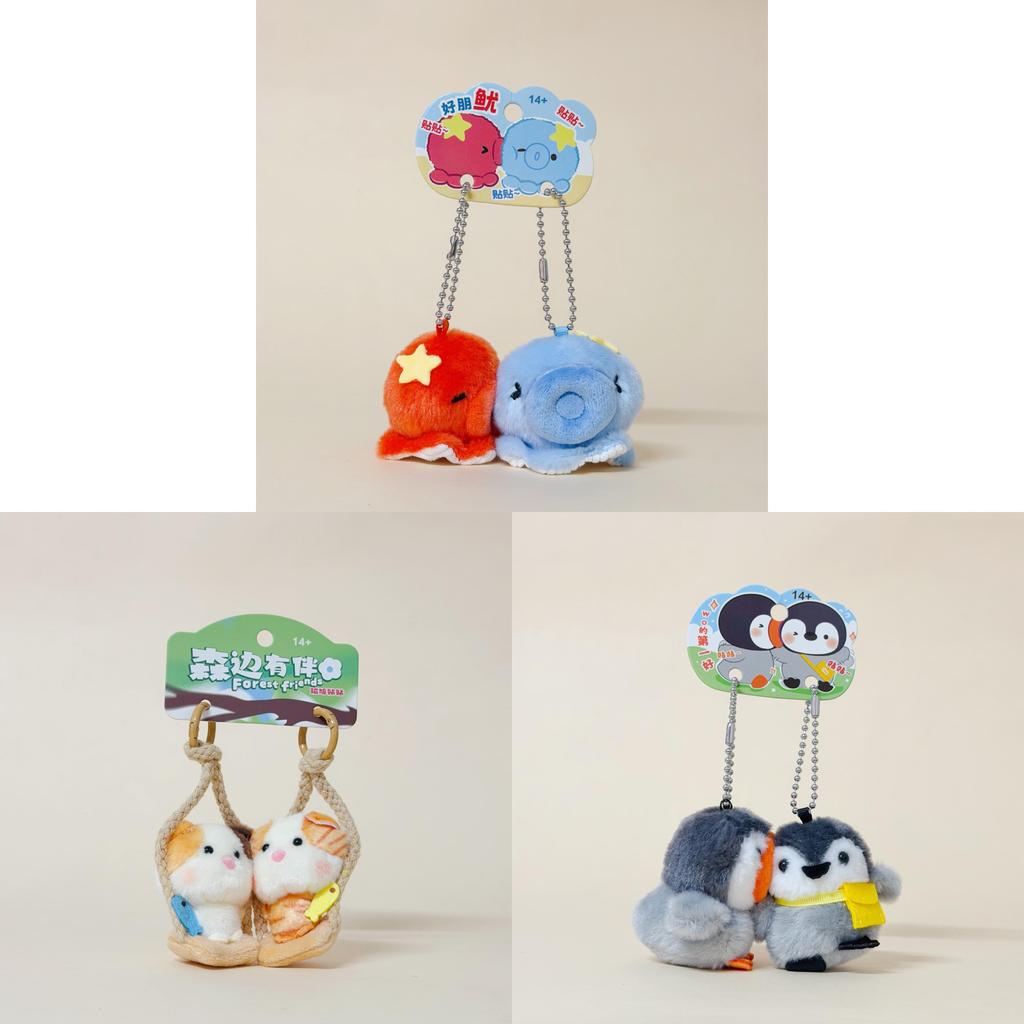 Portachiavi Magnetico Gatto Pinguino Ape Peluche Con Design Creativo a Cartone Animato Per Regalo a Coppie e Amici