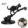 Unique Desktop Ornament Black Cat On Witch Broom Figurine, 3D Printed Broomstick Statue, Halloween Statue Tabletop for Tiered Tray, Desk, Table Decor