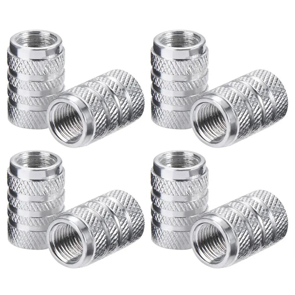 4Pcs Car Tire Valve Stems Cap Knurling Style Tire Valve Cap Aluminum Tire Wheel Stem Air Valve Cap Car Universal Accessories