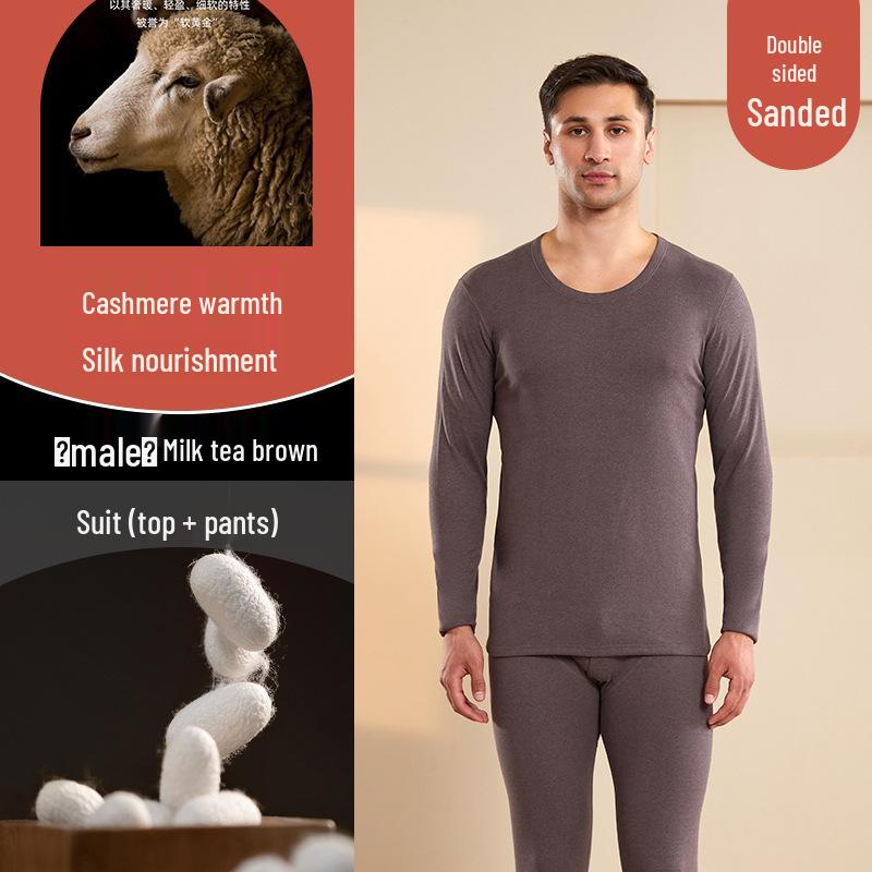 Men's and Women's Plus Velvet Thermal Underwear Set - Cashmere Silk Autumn Winter Base Layer
