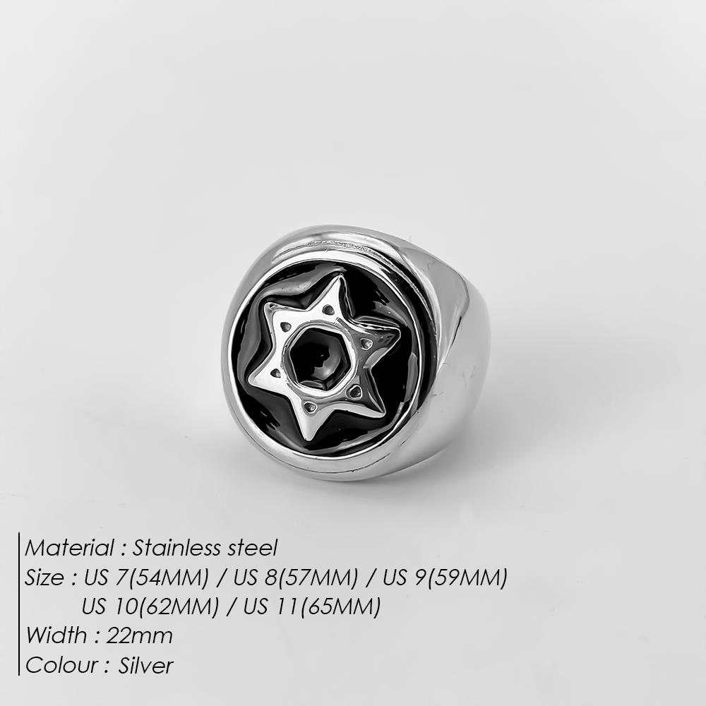 eManco Stainless Steel Minimalist Hip Hop Star of David Ring Fashion Retro Hexagram Jewelry Rings 48 Hour Shipping 7