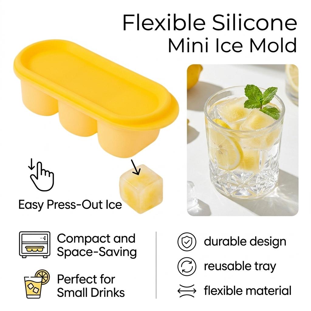 Silicone Mini Ice-Cube Mold Press Release Household Freezer Ice Tray