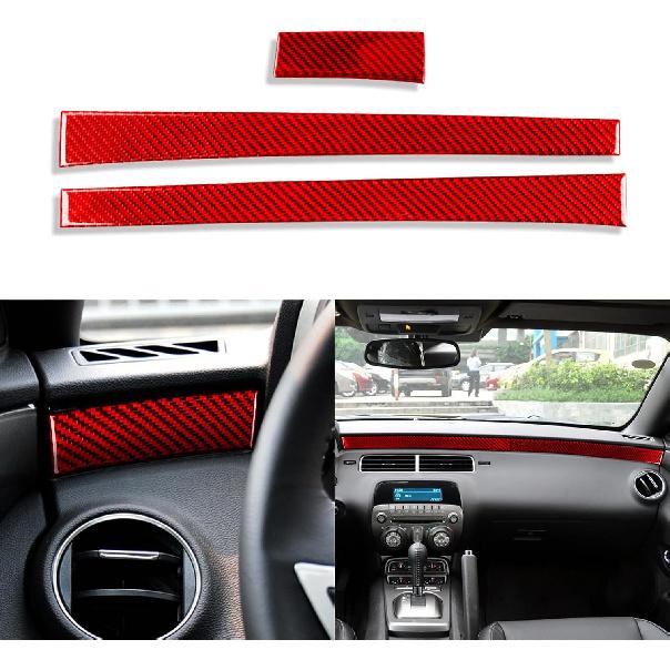 Real Soft Black Carbon Fiber Car Inner Door Handle Bowl Panel Door Bowl Collision Protector Cover Trim Sticker Compatible with Chevrolet Camaro