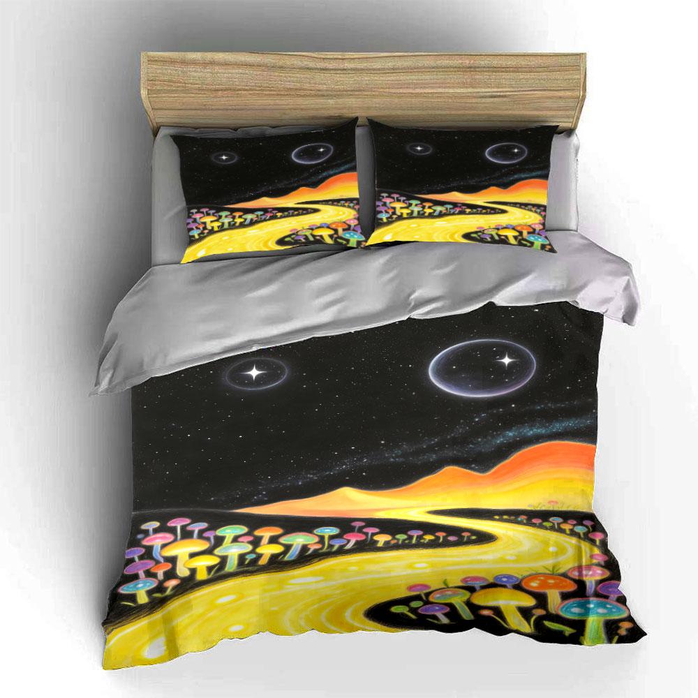 Colorful Mushrooms and Planets. Bedding Sets Duvet Cover Sets Duvet Covers Pillowcases(1 * Duvet Cover 2 * Pillowcases Without Duvet Insert)