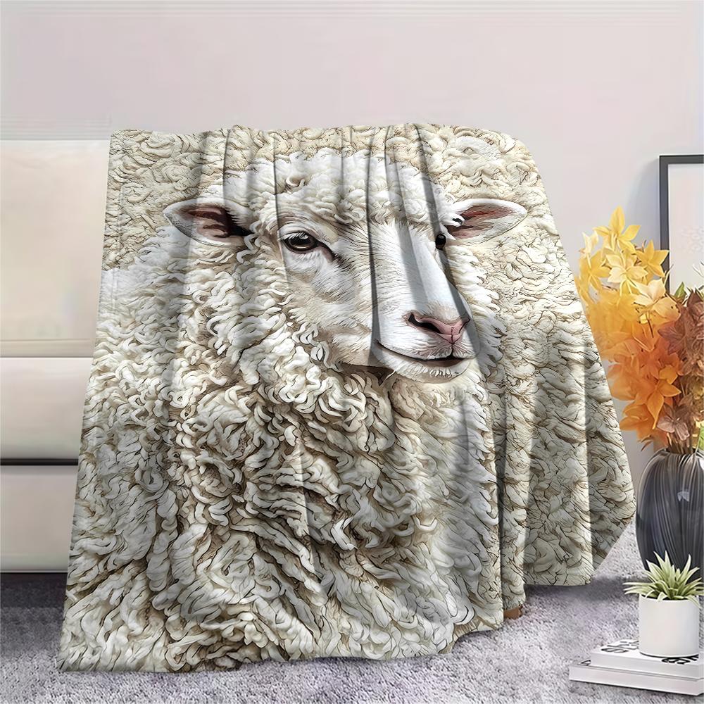 Felt wool lamb and horse lion Print Flannel Blanket,High quality Comfortable for All Seasons,Home Decor,Warmth and Comfort,Perfect for Christmas Gifts