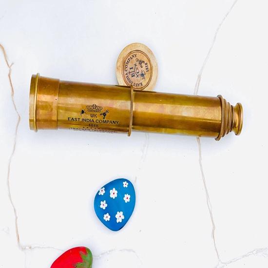83.82 Cm Brass Telescope with Leather Case Replica East India Company Maritime Spyglass Classic Gift