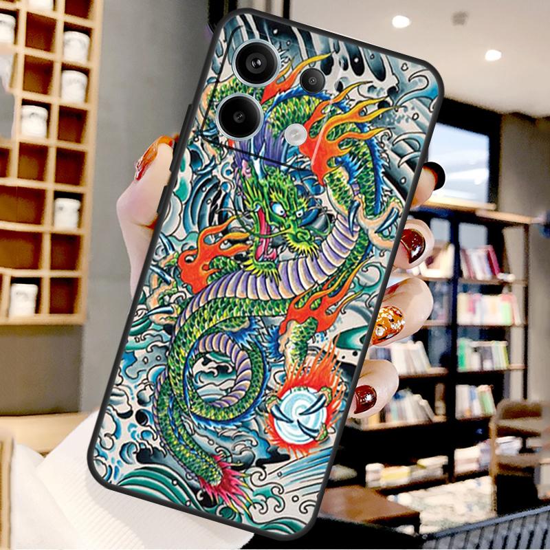 Japanese Wave Anime Dragon For Xiaomi Redmi Note 13 Pro 9 10 11 12 14 15 Pro Plus Case For Redmi 15 12C 13C 14C 10C 15C