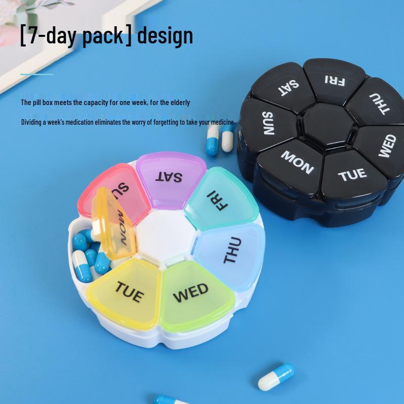 Seven-Color Quick Pack: 8-Compartment Pill Box for 7+1 Days