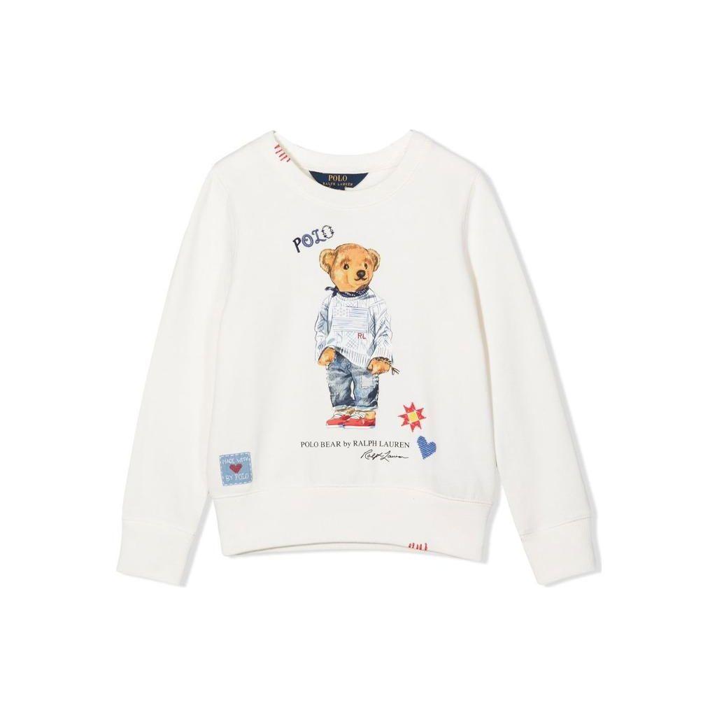 

Свитшот Polo Ralph Lauren с принтом мишки Тедди и букв, круглый вырез, пуловер, длинный рукав, детские топы, белый 313864865001 XL
