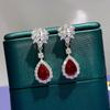 Hui Zhi Yi 2023 Silver Simulated Red Zircon Drop Earrings - European & American Trend