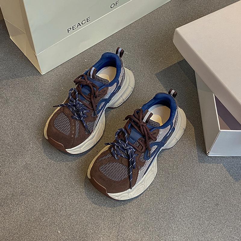 

2025 autumn new mesh dad shoes versatile thick sole heightening mesh fashion casual shoes women s lightweight trend shoes 40