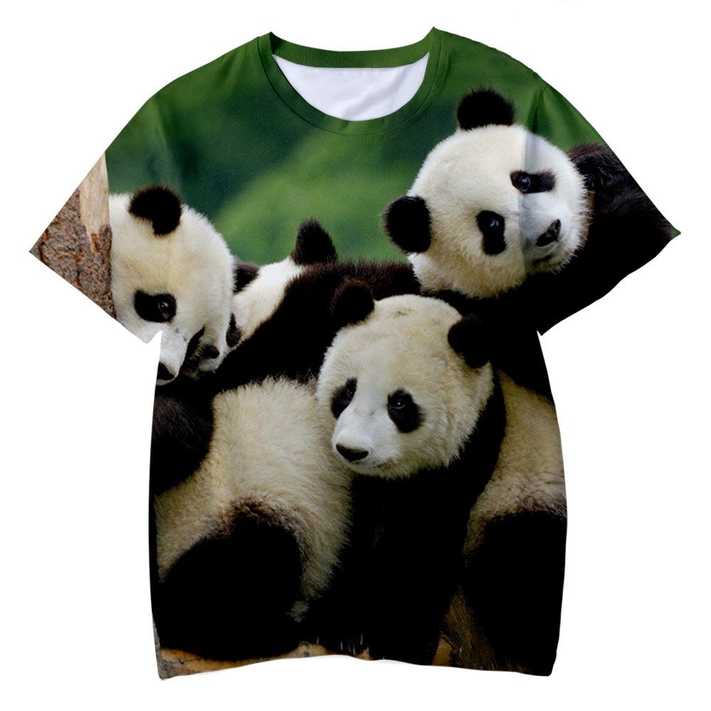 Cute Panda T-shirt Funny Animal 3D Print Men Short Sleeve T Shirts Streetwear Harajuku Y2K Tees Tops Unisex Kids Clothing