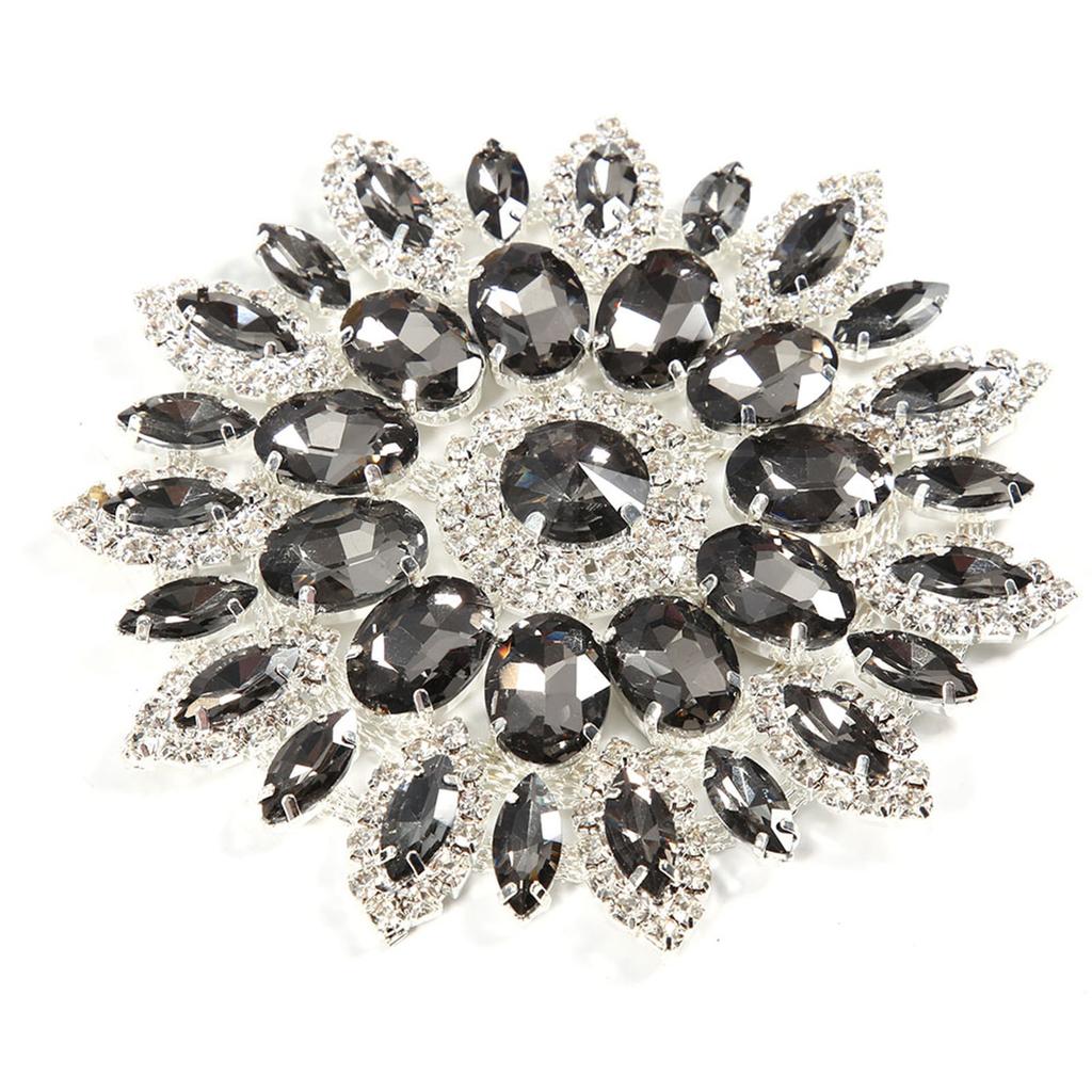 Krystallglass Rhinestones Dekorasjon DIY Klestilbehør(Gjennomsiktig Grå Sølv Base)