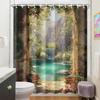Waterfall Window View Shower Curtain Mountain Lake Scene Fabric for Rustic Country Bathroom Decor Nature Landscape Style