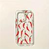 Red Chili Pattern Clear Case Art Phone Case for iPhone 17 16 15 14 13 12 11 16E Series Pro Max Plus Double Layer Protection