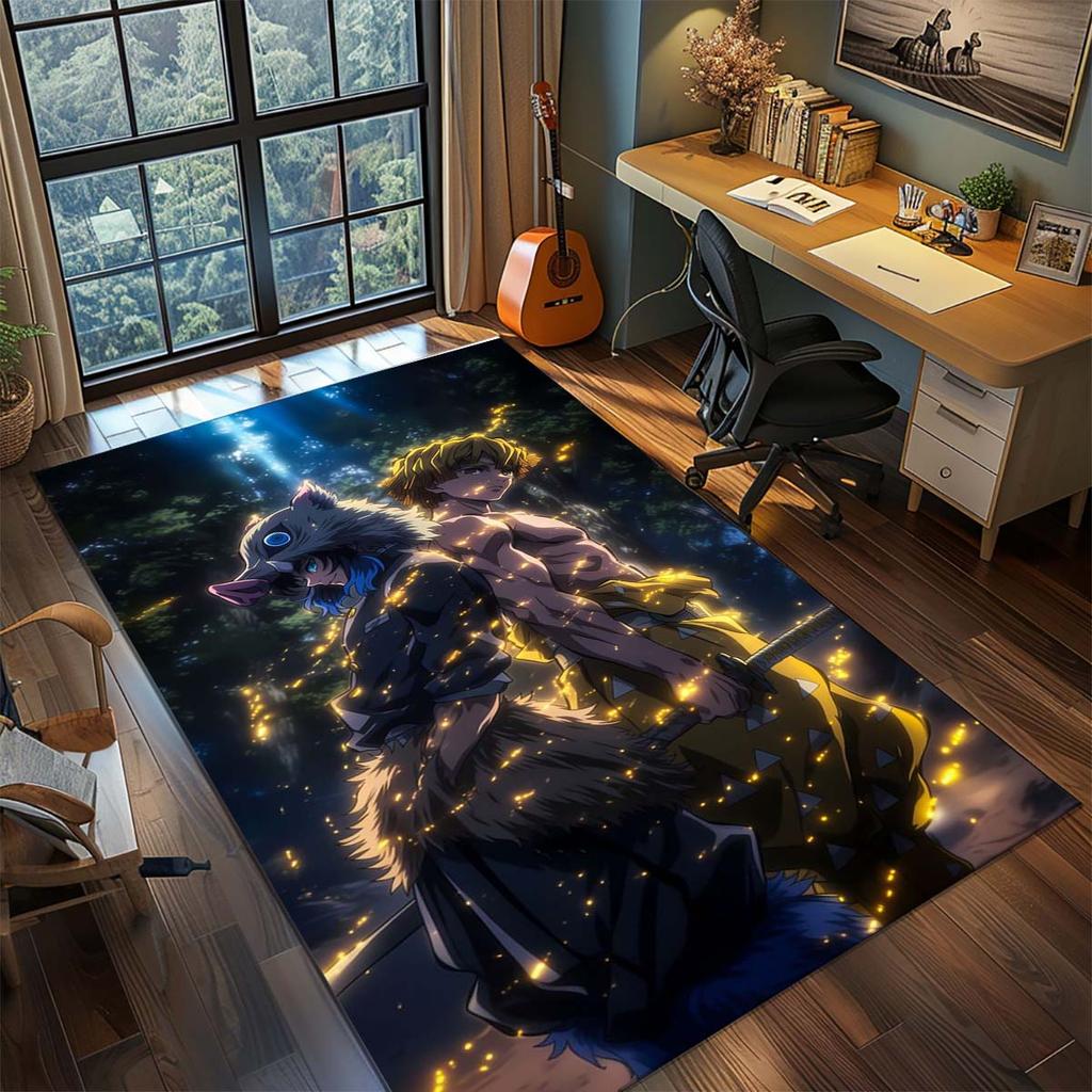 Demon Slayer Anime Rug Carpet Large Area Rug Non Slip Washable Floor Mat Gamer Room Bedroom Home Decor -QJY