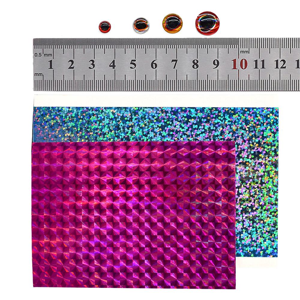 5Pcs/6Pcs Holographic Adhesive Film Sticker Flash Tape with 183Pcs 3D Fishing Lure Eyes Repair Kit DIY Making Fly Tying Fishing
