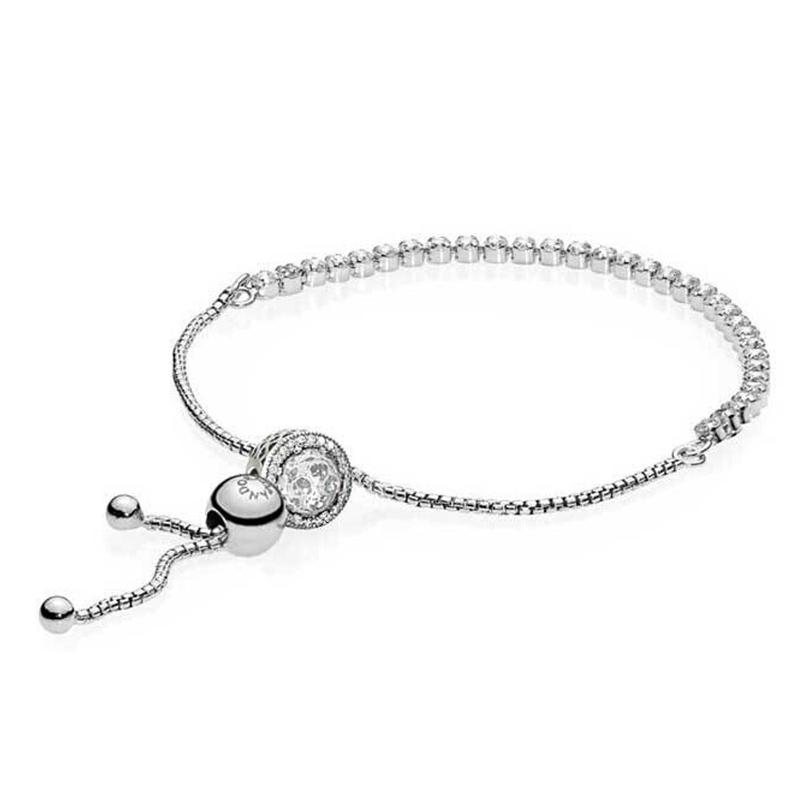 Pandora Brilliant Heart Charm 925 Silver Bracelet Women's Glacier Blue/Starry Sky Blue/Cherry Red ZT0134