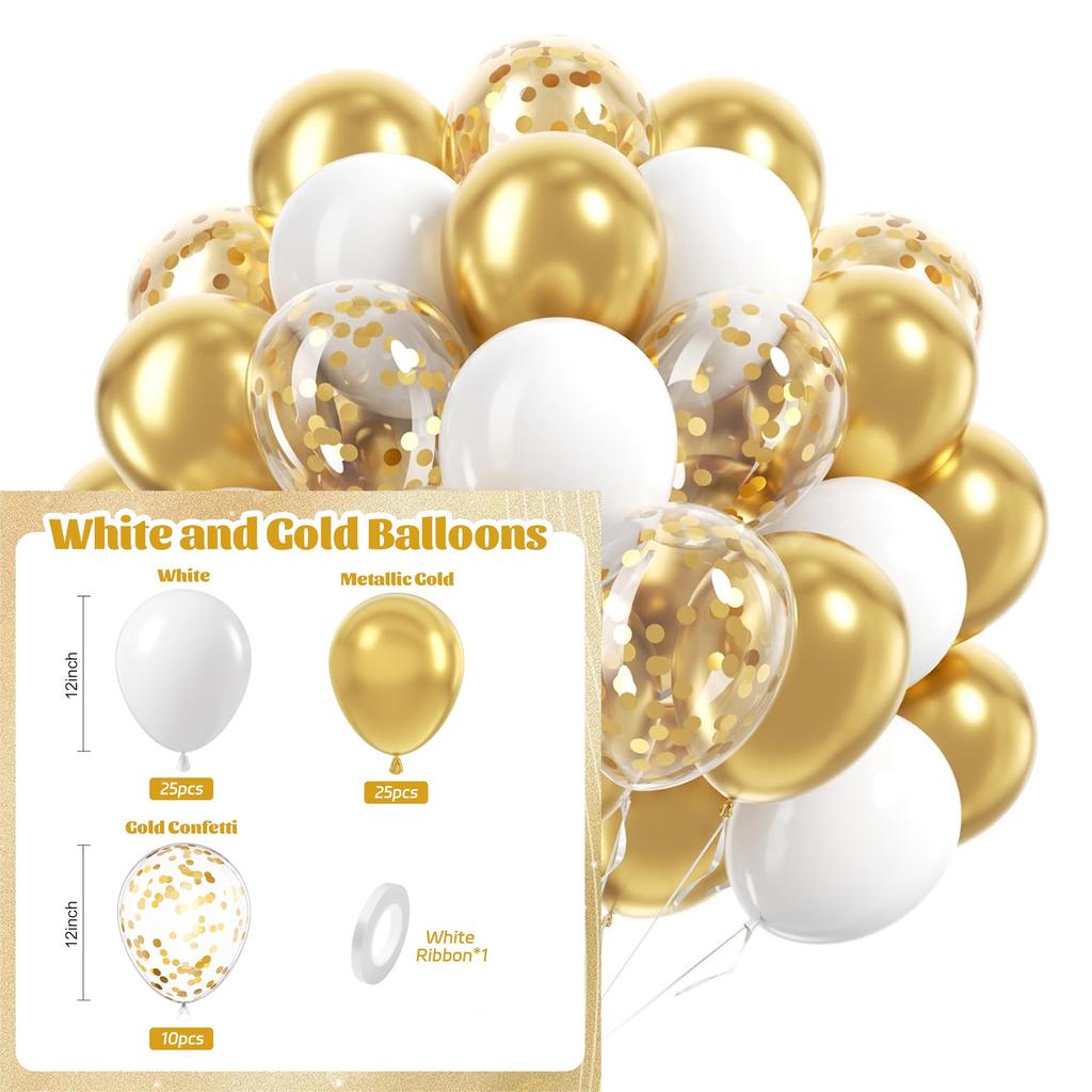 12inch 60pcs multi-color latex balloon set with confetti, suitable for weddings, birthdays, pop parties, bridal showers