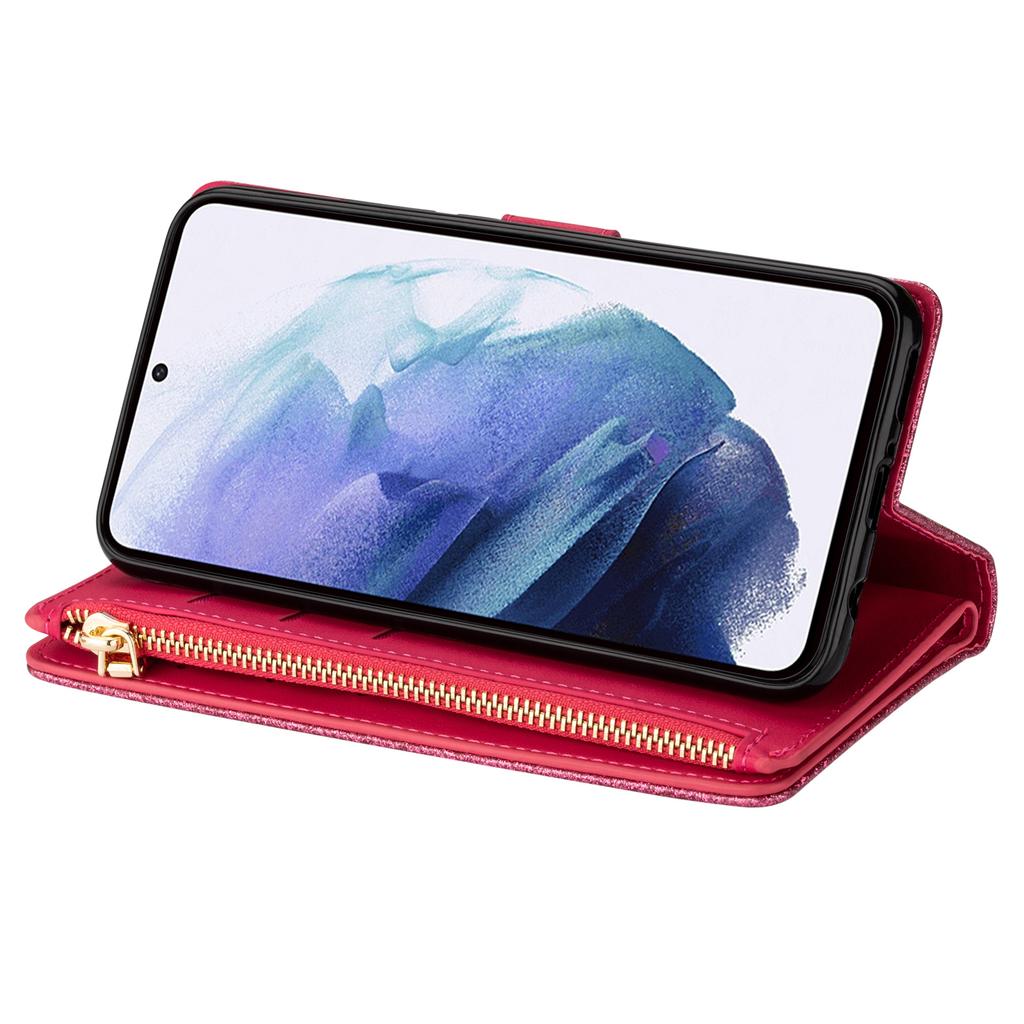 Applicable to Samsung S26 mobile phone leather case A57 star laser engraving multi-card zipper wallet protective case A55 glitter case