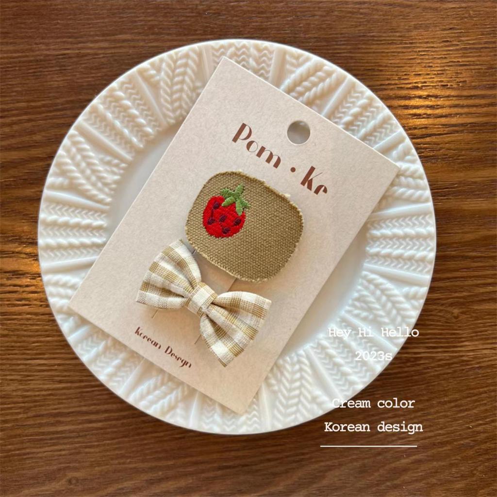 Plaid & Solid Color Korean Hair Bows - Girls' BB Clips and Hairpins