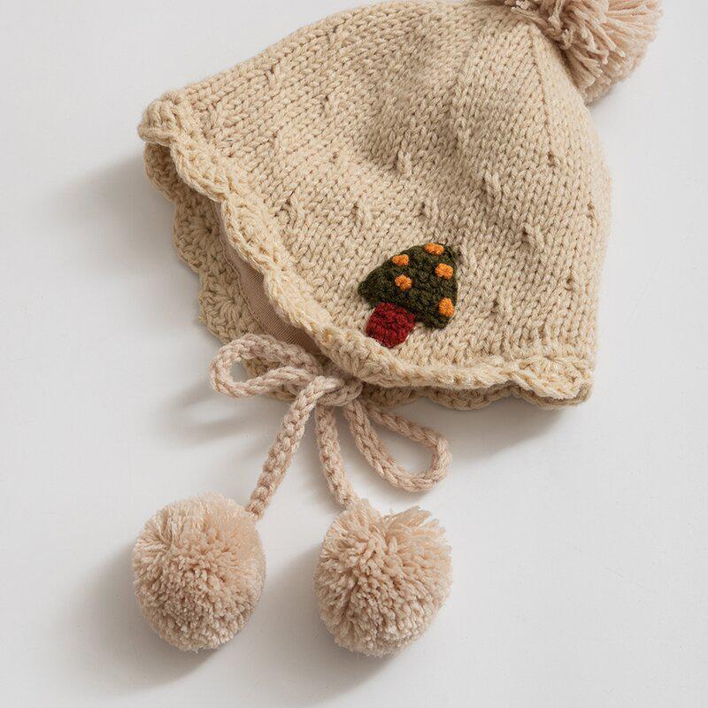 Korean Handmade Little Snowman Winter Baby Hat: Thick, Warm, Windproof Knit with Ear Protection for Children