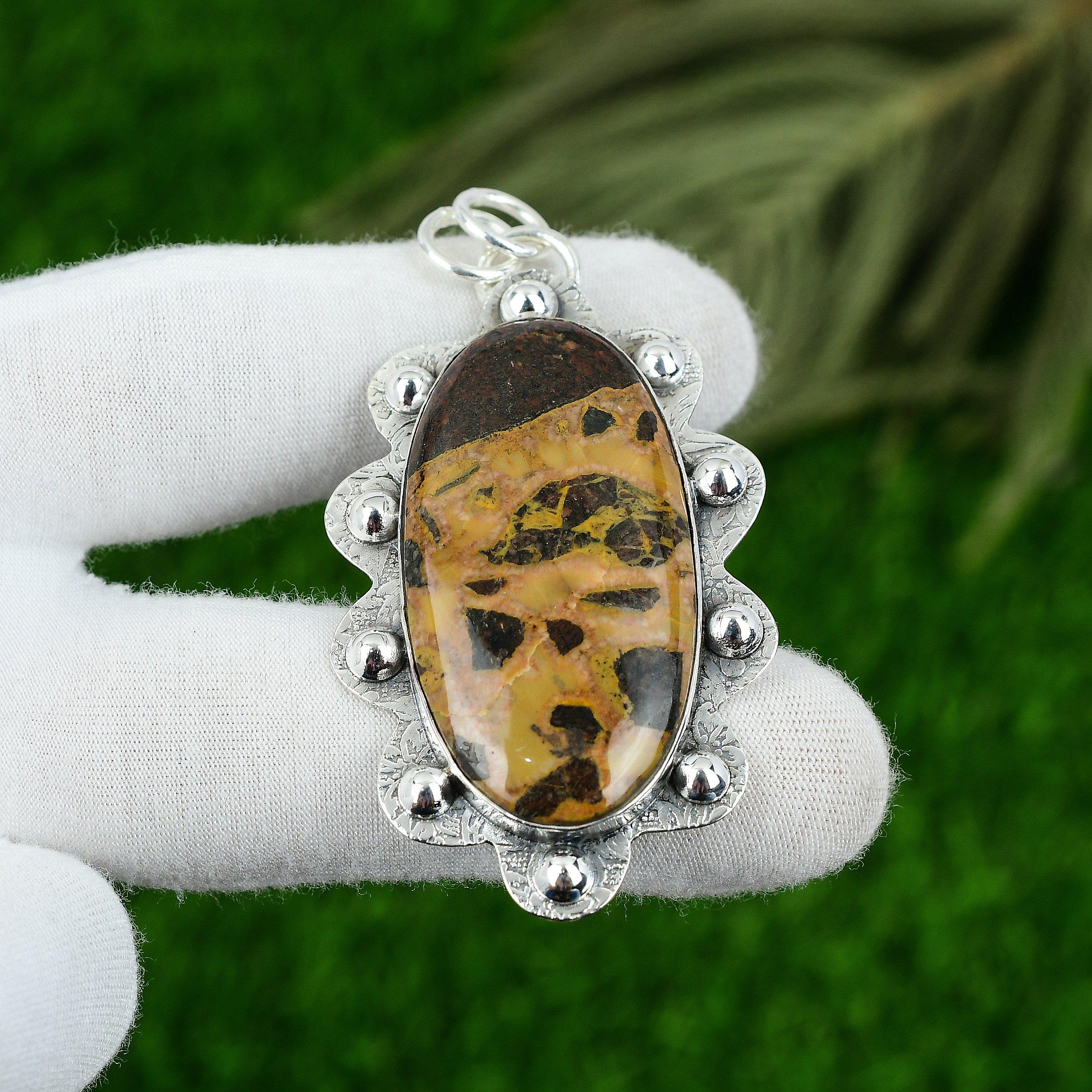 

Подвеска из натурального боксита, серебро 925 пробы, индийские украшения для женщин