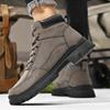 High Quality Men's Thick-soled Boots Versatile Mid-calf Work Boots British Style Round-toe Casual Leather Walking Shoes Autumn