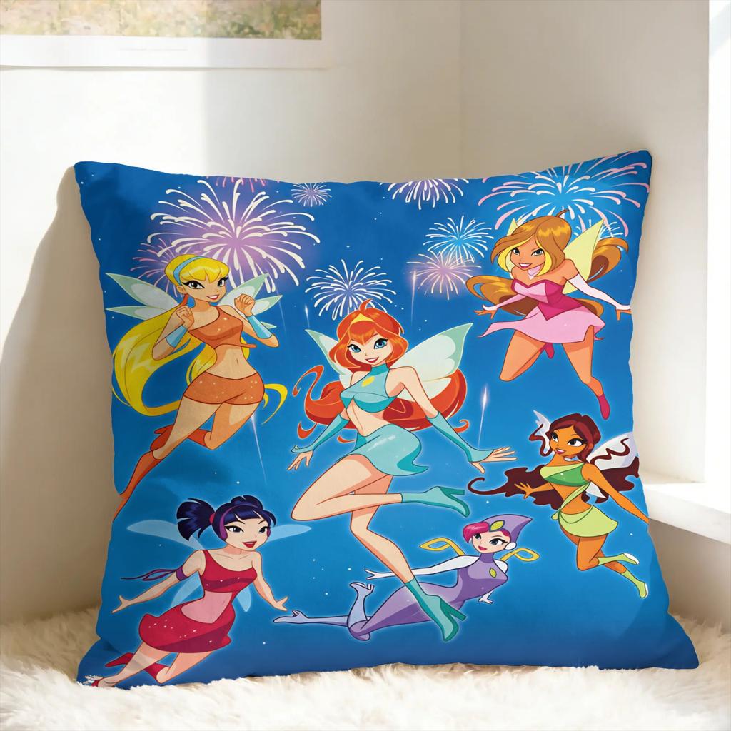 Cartoons W-winXs Clubs Pillow Case Square Pillow Cover Funny Pillowcases For Wedding Party Home Decor